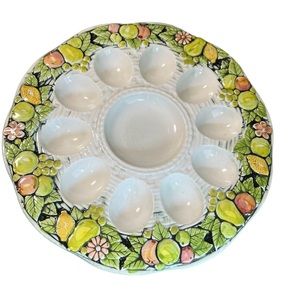 Vintage 1970’s Norleans Deviled Egg Plate Ceramic Serving  Easter Cottagecore